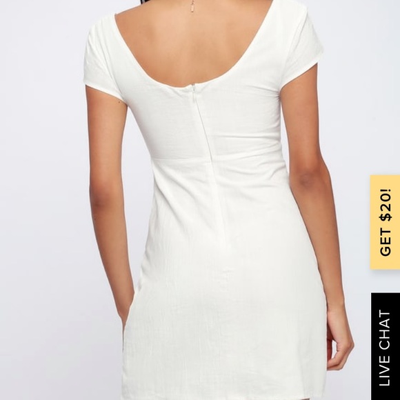 NWT MPC TIE-FRONT SWEETHEART OFF WHITE MINI DRESS - Picture 3 of 4